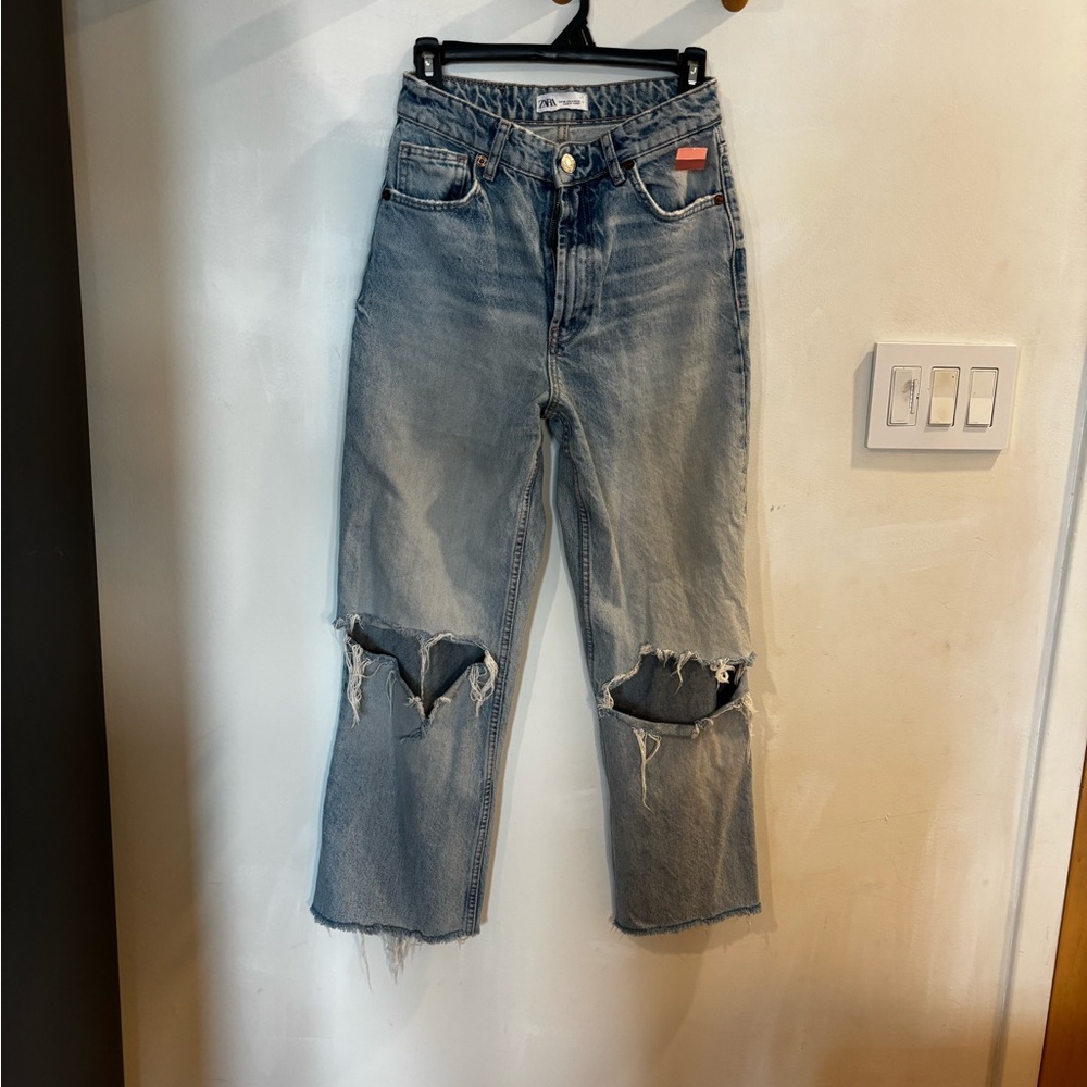 Zara High Waisted Distressed Women's Jeans - size 4